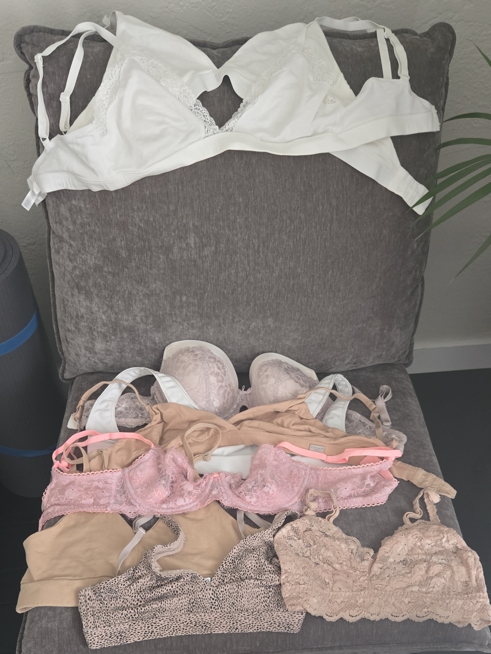 Lace & Soft-Cup Bralette Set - White, Blush, Nude, Pink, Taupe .